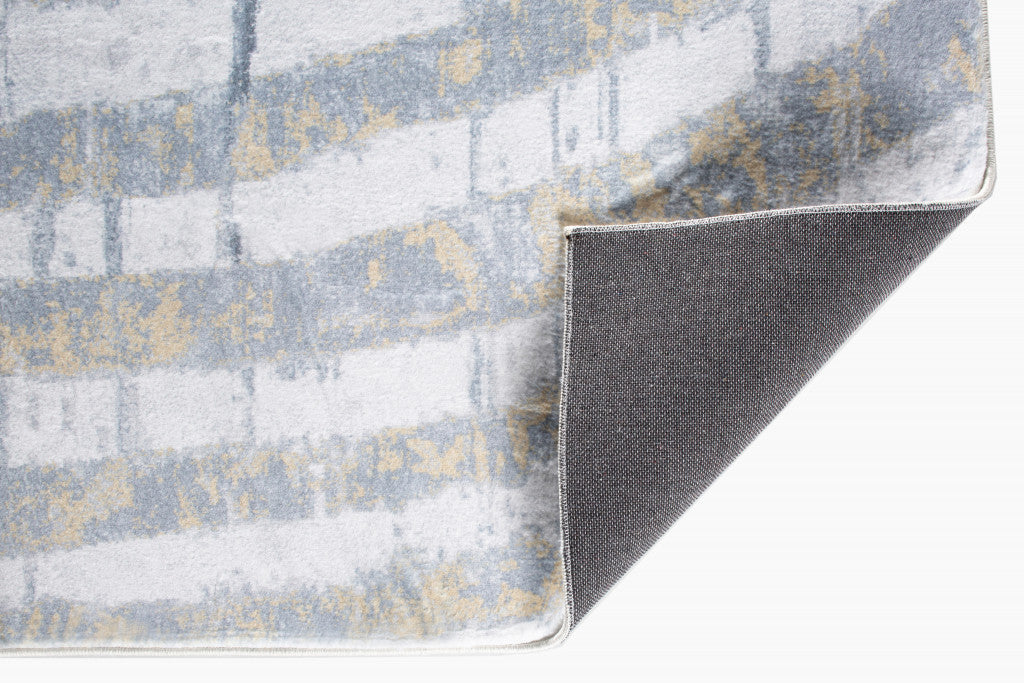 HomeRoots 2' x 7' Gray Distressed Steps Abstract Runner Rug