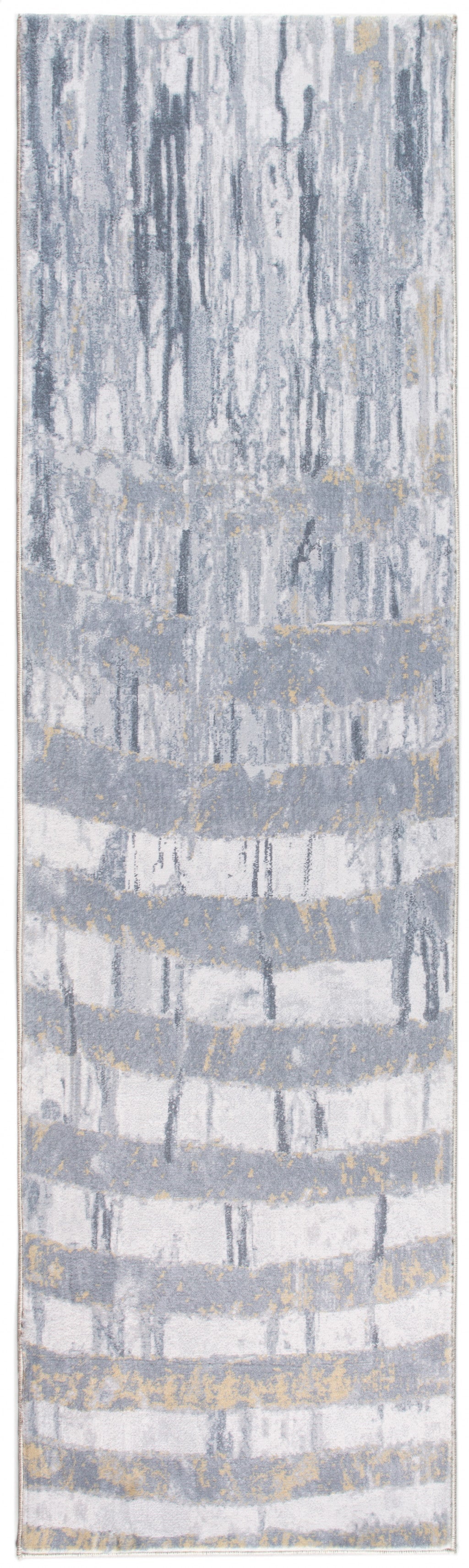 HomeRoots 2' x 7' Gray Distressed Steps Abstract Runner Rug