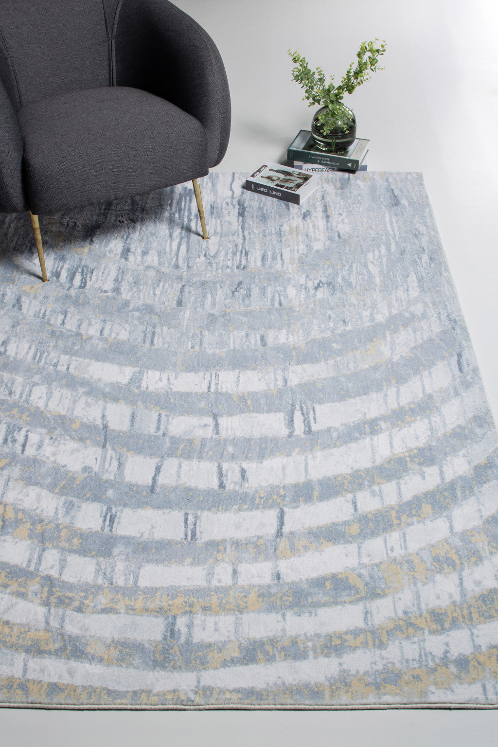 HomeRoots 2' x 7' Gray Distressed Steps Abstract Runner Rug