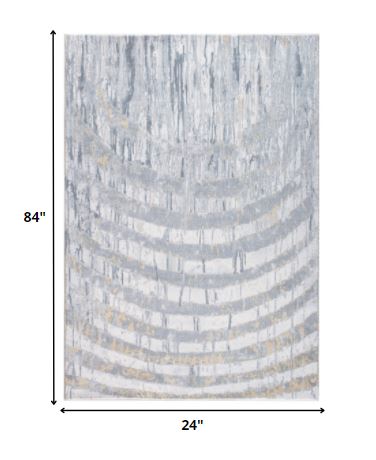 HomeRoots 2' x 7' Gray Distressed Steps Abstract Runner Rug