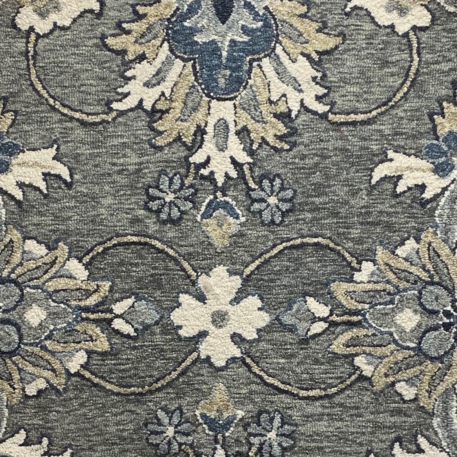 HomeRoots 2' x 7' Gray Floral FIligree Runner Rug
