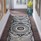 HomeRoots 2' x 7' Gray Geometric Medallion Runner Rug