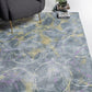 HomeRoots 2' x 7' Gray Gold Abstract Rings Runner Rug