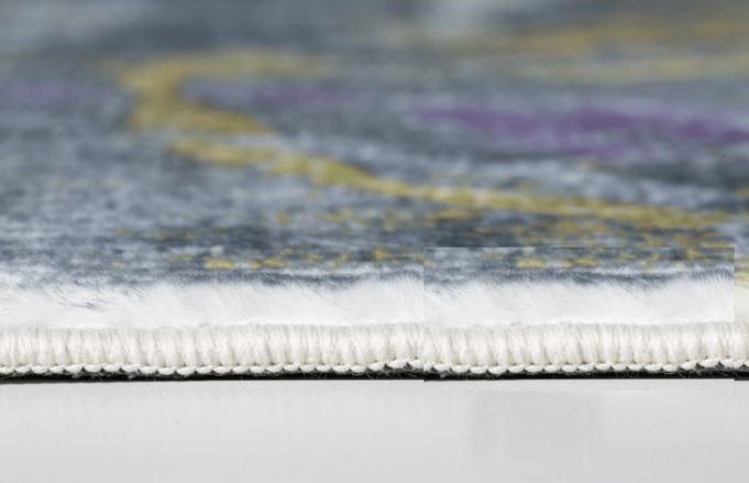 HomeRoots 2' x 7' Gray Gold Abstract Rings Runner Rug