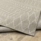 HomeRoots 2' x 7' Gray and Ivory Geometric Indoor Outdoor Runner Rug