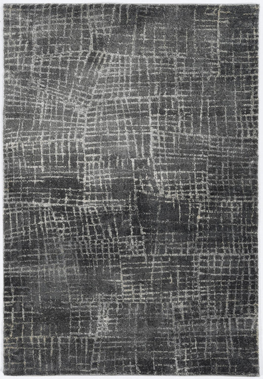 HomeRoots 2' x 7' Grey Abstract Lines Runner Rug