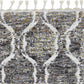 HomeRoots 2' x 7' Grey or Sand Wavy Line Runner Rug with Fringe