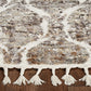 HomeRoots 2' x 7' Grey or Sand Wavy Line Runner Rug with Fringe