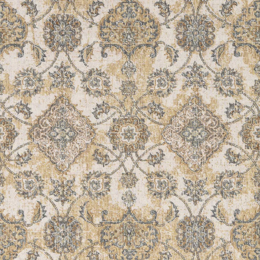 HomeRoots 2' x 7' Ivory Sand Floral Vine Wool Indoor Runner Rug