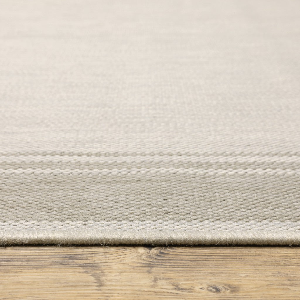 HomeRoots 2' x 7' Ivory and Gray Bordered Indoor Outdoor Runner Rug