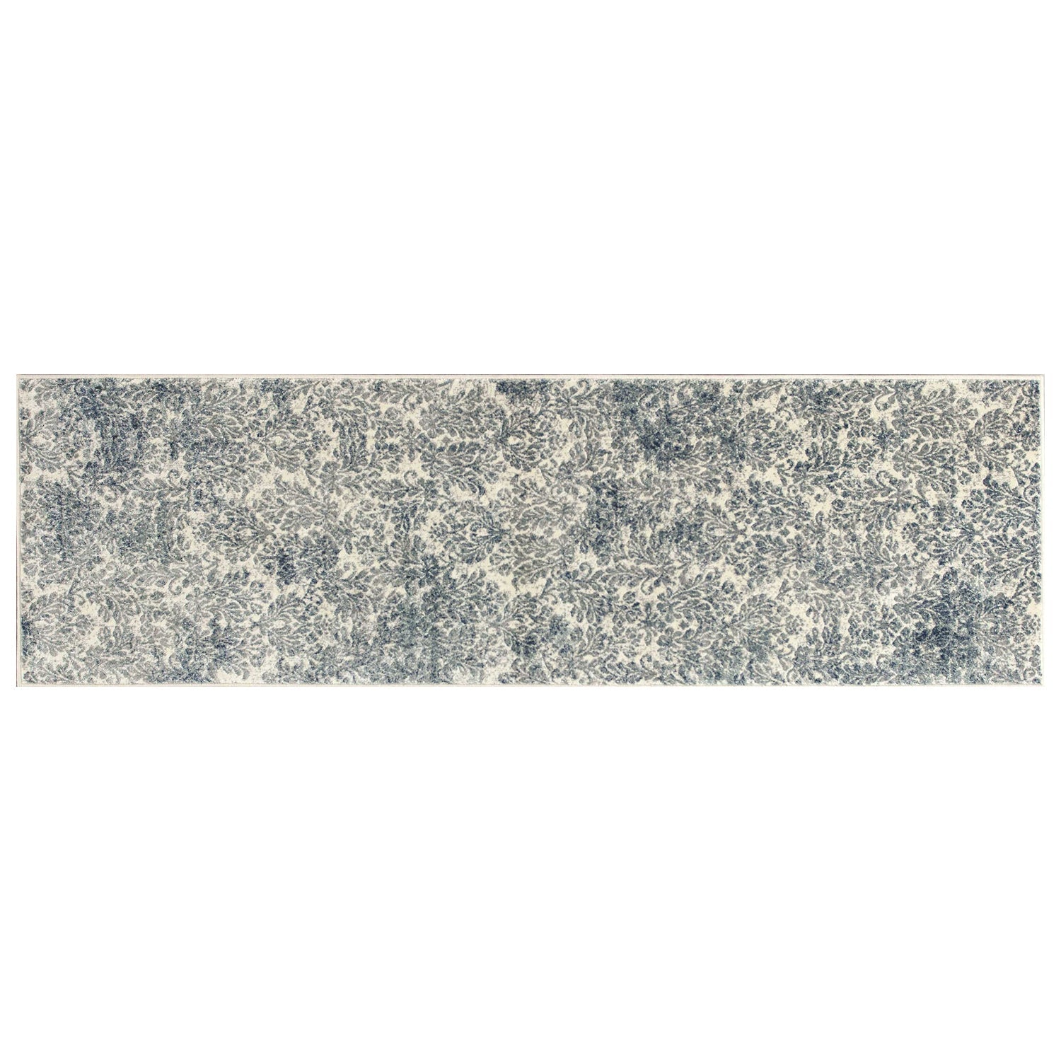 HomeRoots 2' x 7' Ivory or Blue Ancient Viscose Runner Rug