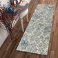 HomeRoots 2' x 7' Ivory or Blue Ancient Viscose Runner Rug