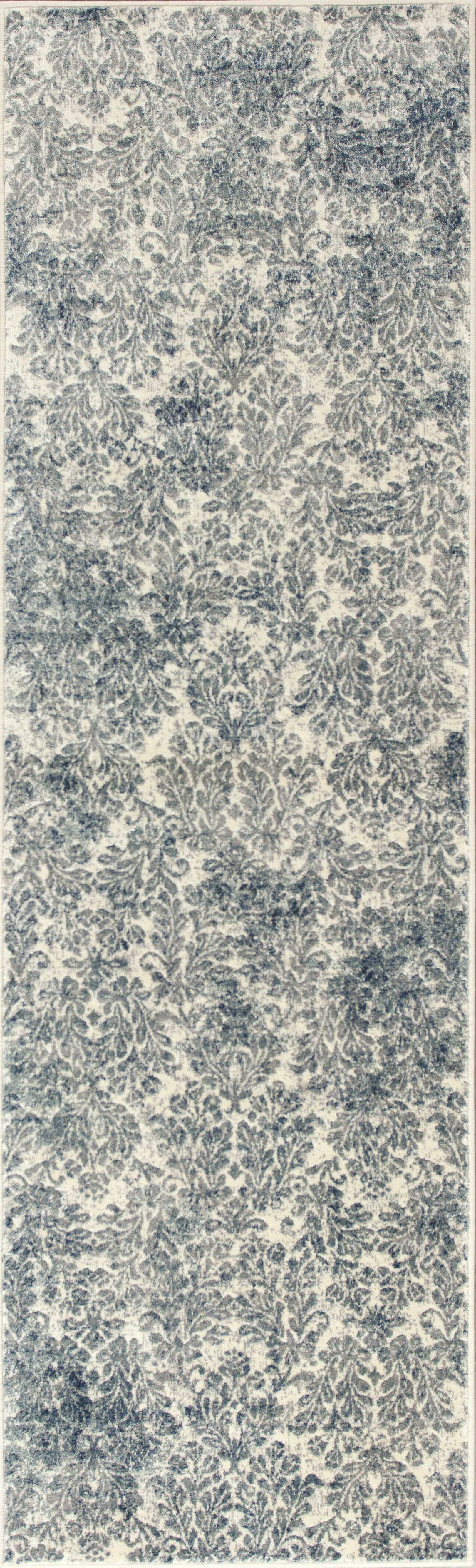 HomeRoots 2' x 7' Ivory or Blue Ancient Viscose Runner Rug