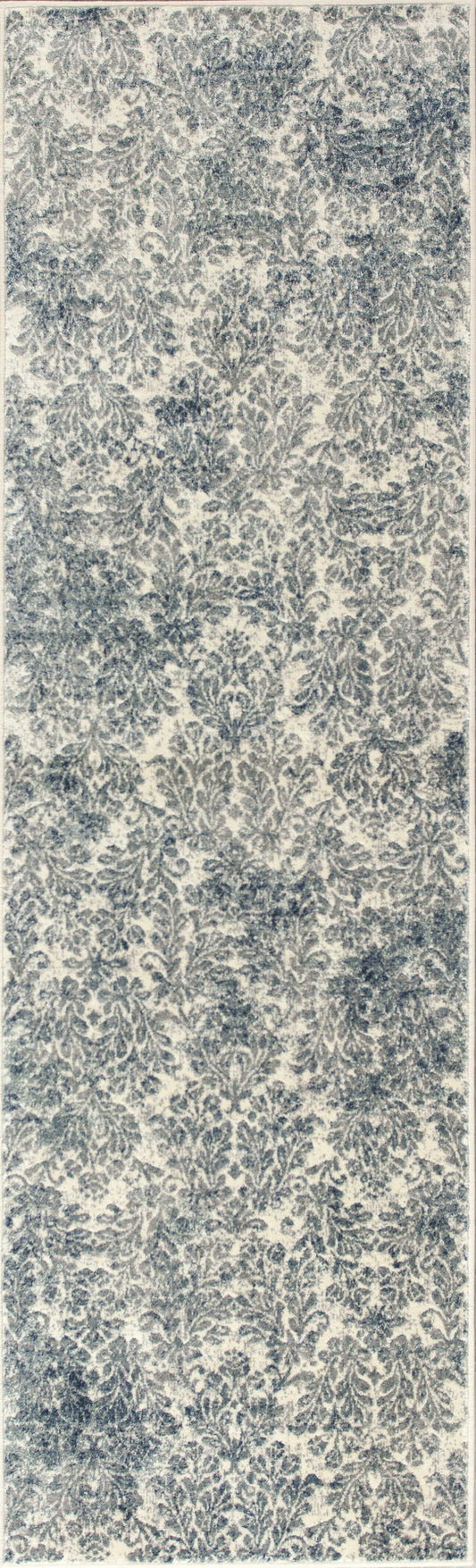 HomeRoots 2' x 7' Ivory or Blue Ancient Viscose Runner Rug