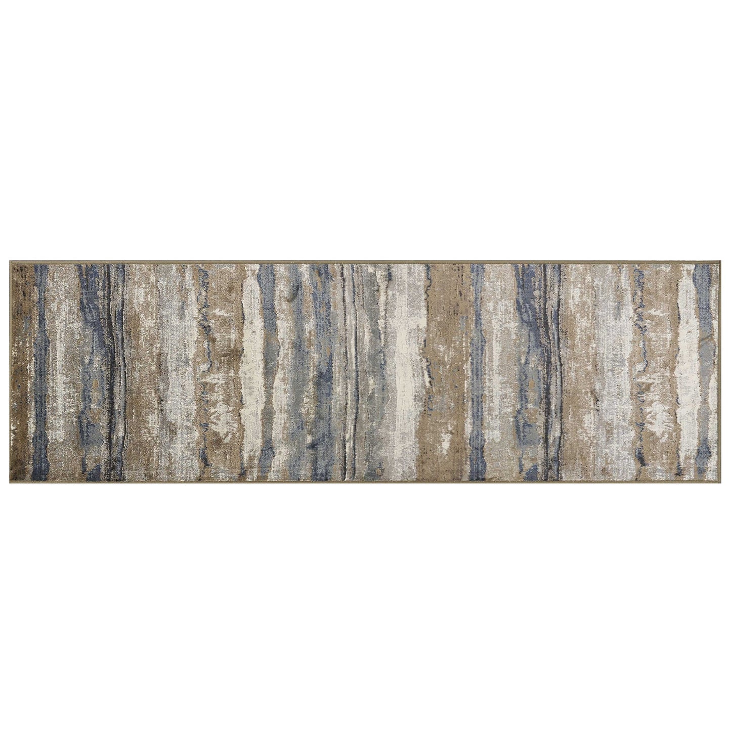 HomeRoots 2' x 7' Ivory or Blue Landscape Viscose Runner Rug