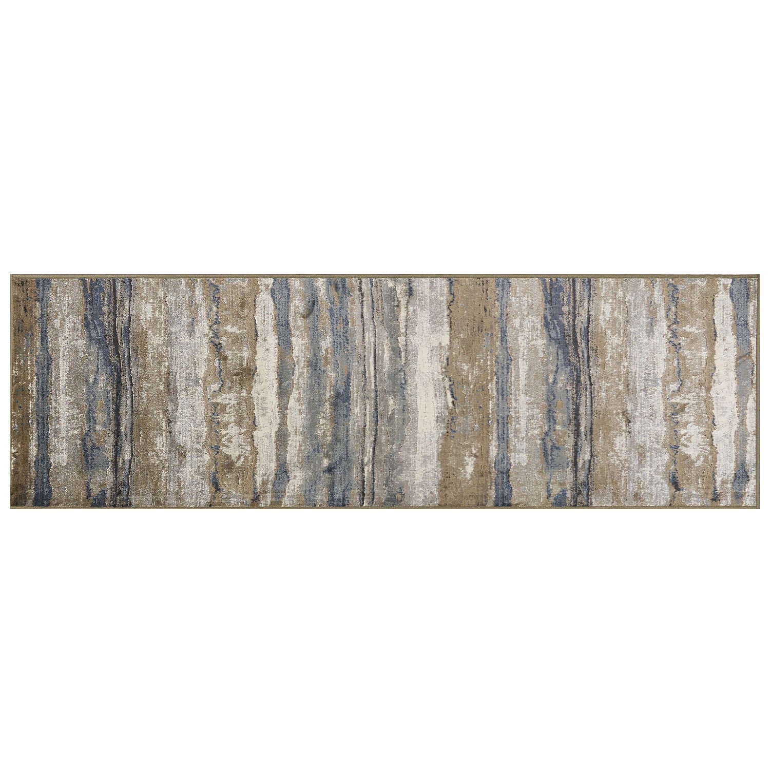 HomeRoots 2' x 7' Ivory or Blue Landscape Viscose Runner Rug