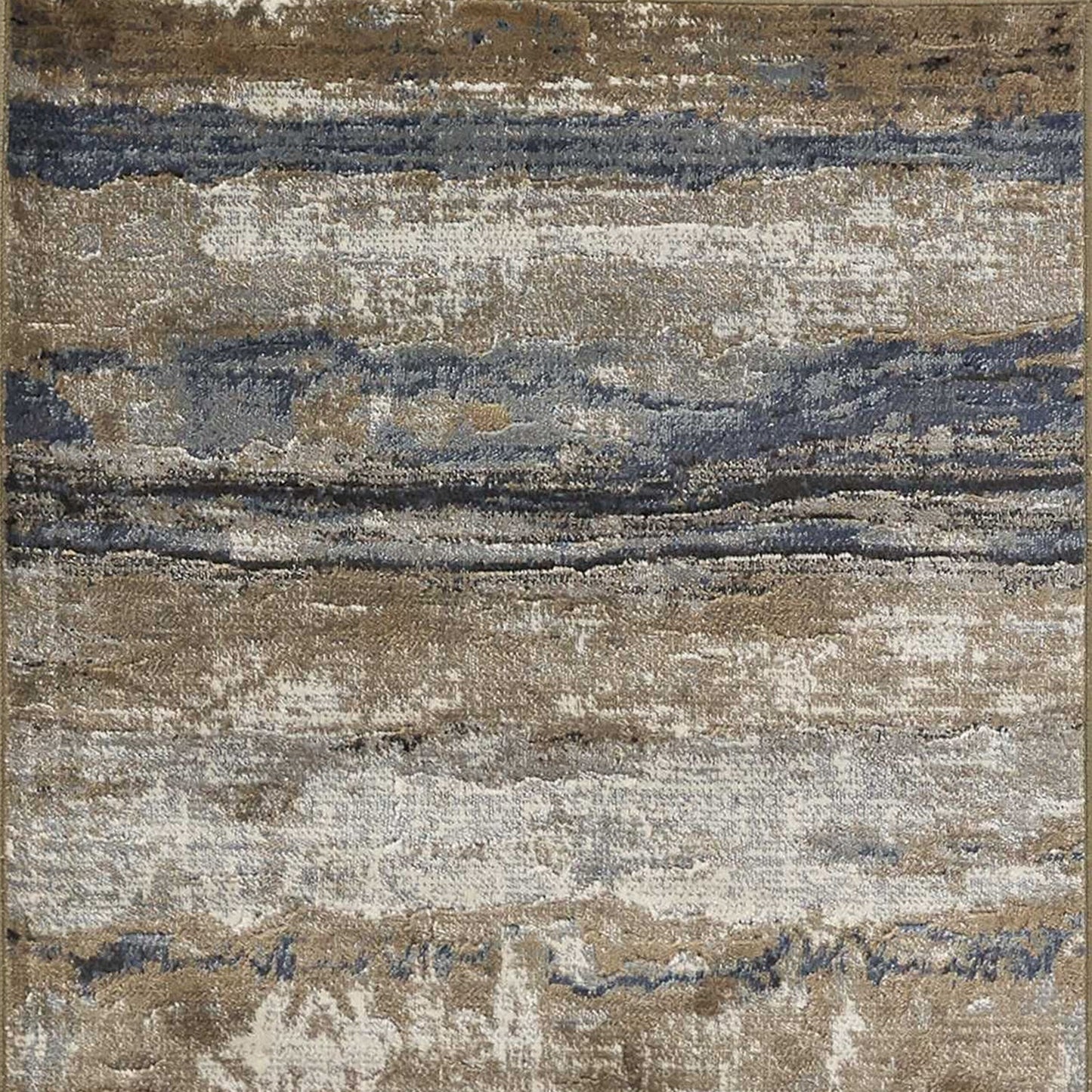 HomeRoots 2' x 7' Ivory or Blue Landscape Viscose Runner Rug