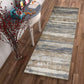 HomeRoots 2' x 7' Ivory or Blue Landscape Viscose Runner Rug