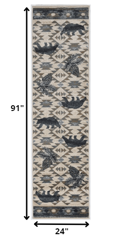HomeRoots 2' x 7' Ivory or Blue Polypropylene Runner Rug