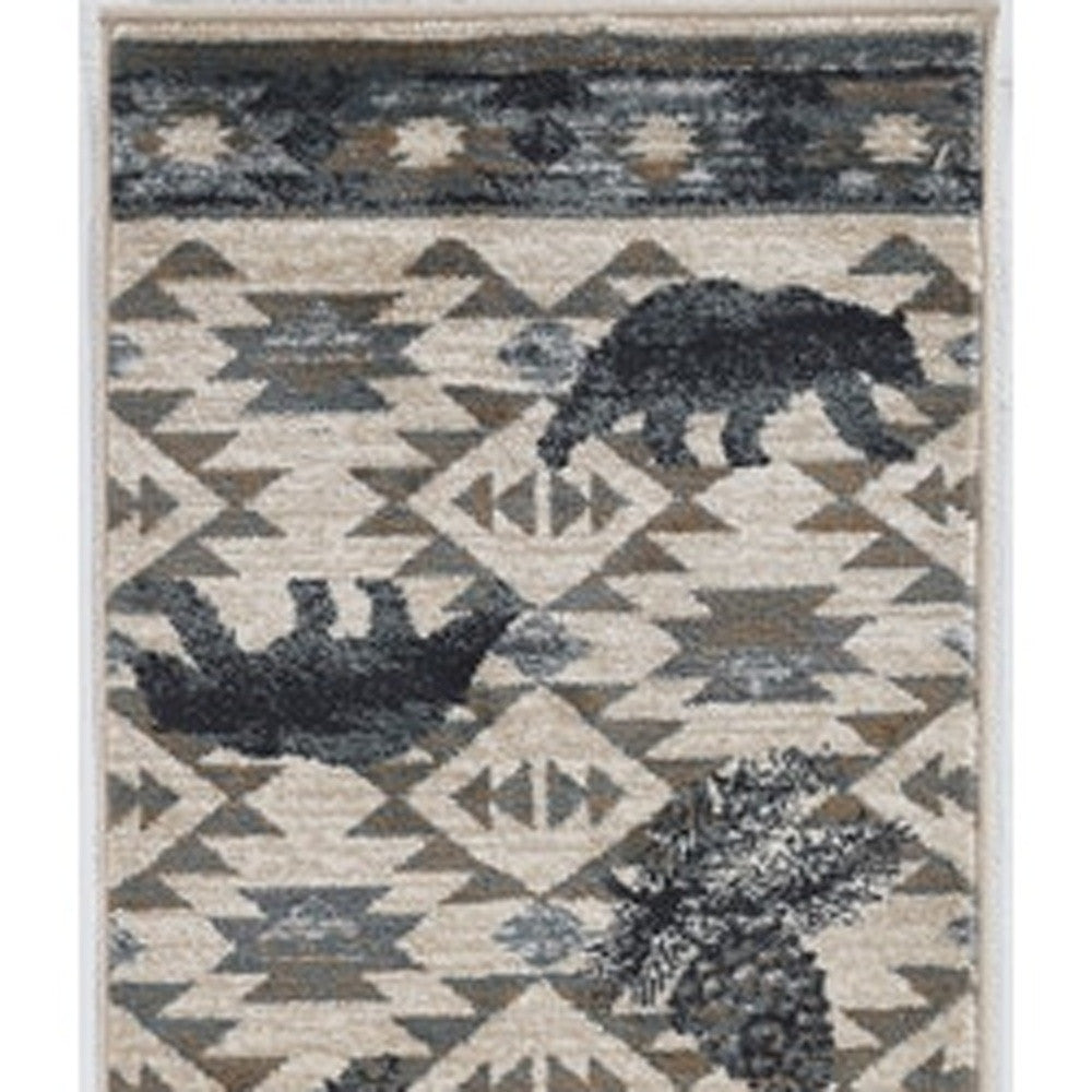 HomeRoots 2' x 7' Ivory or Blue Polypropylene Runner Rug