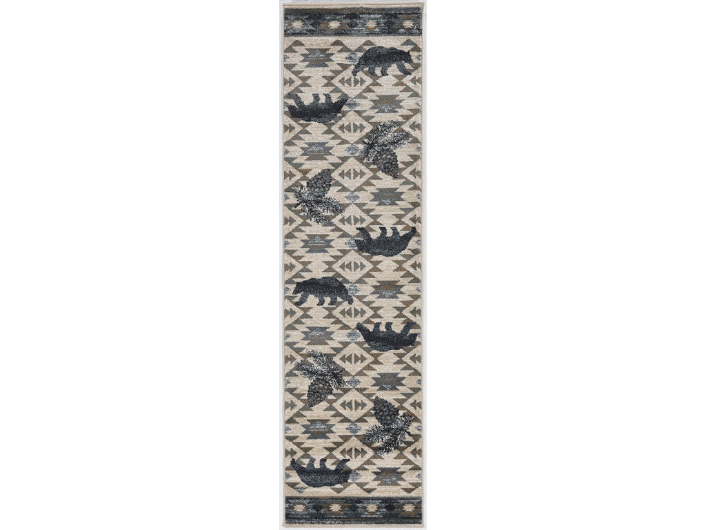 HomeRoots 2' x 7' Ivory or Blue Polypropylene Runner Rug