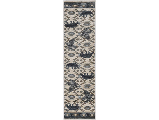 HomeRoots 2' x 7' Ivory or Blue Polypropylene Runner Rug