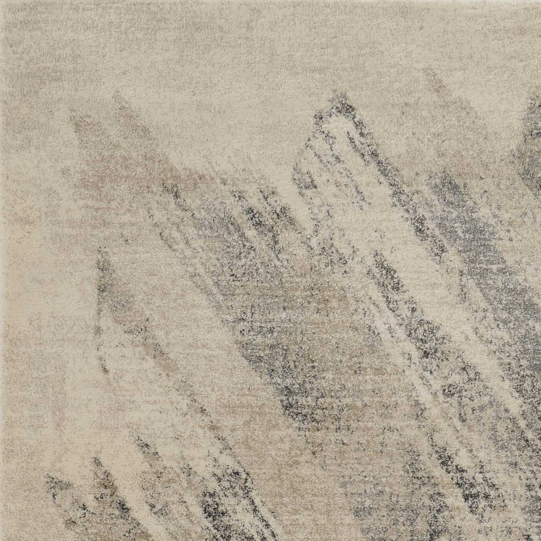 HomeRoots 2' x 7' Ivory or Grey Abstract Brushstrokes Runner Rug