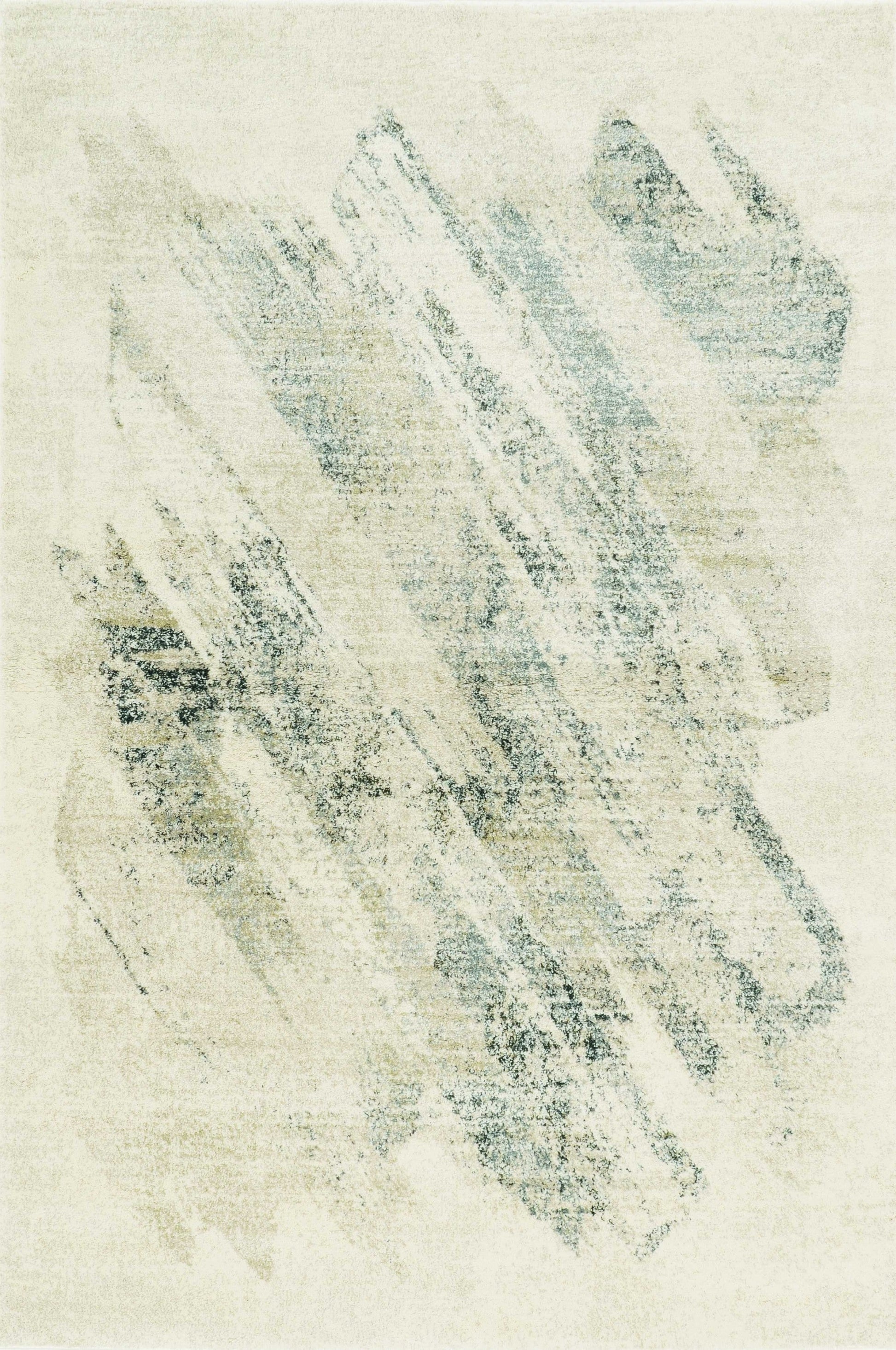 HomeRoots 2' x 7' Ivory or Grey Abstract Brushstrokes Runner Rug