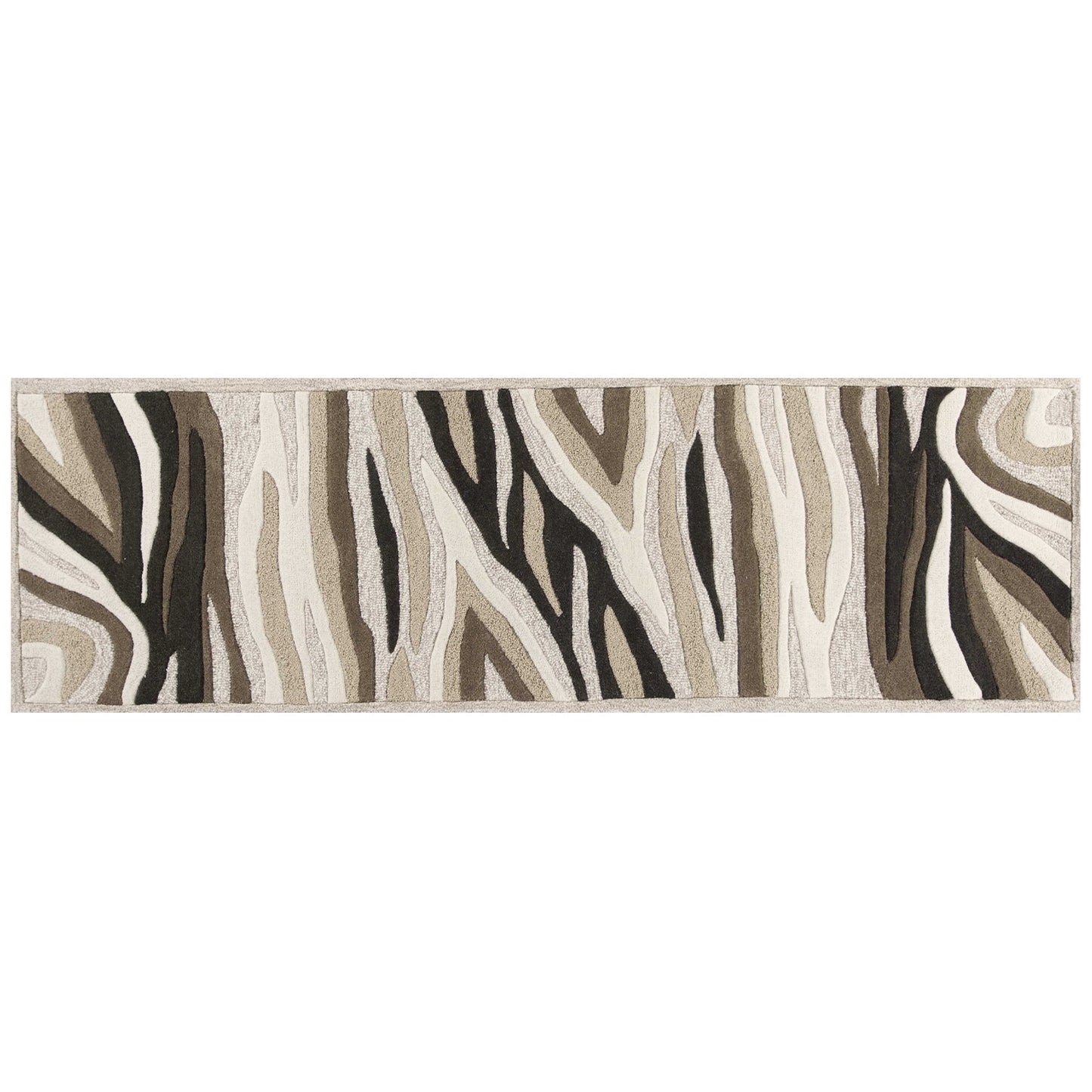 HomeRoots 2' x 7' Natural Abstract Waves Wool Runner Rug