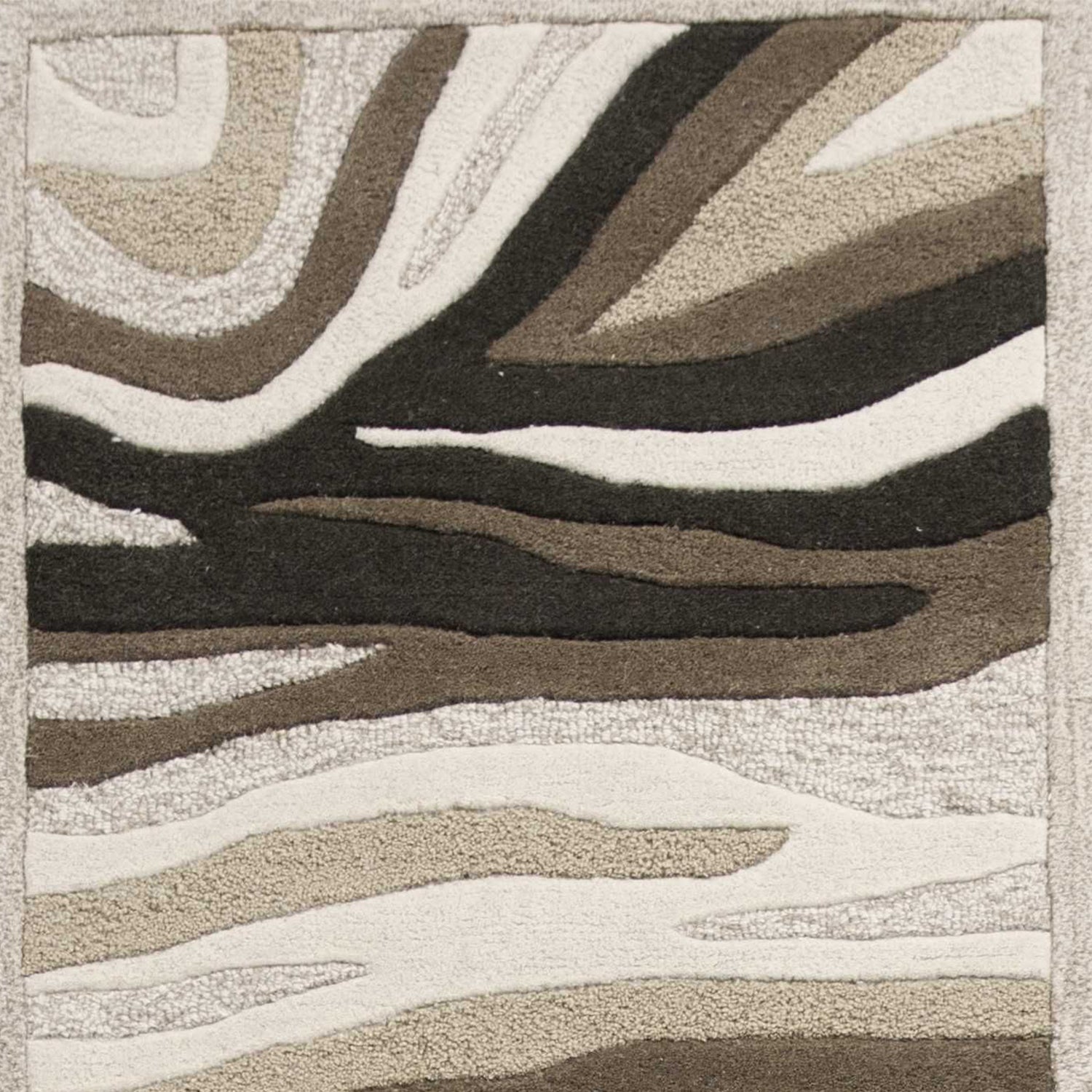 HomeRoots 2' x 7' Natural Abstract Waves Wool Runner Rug