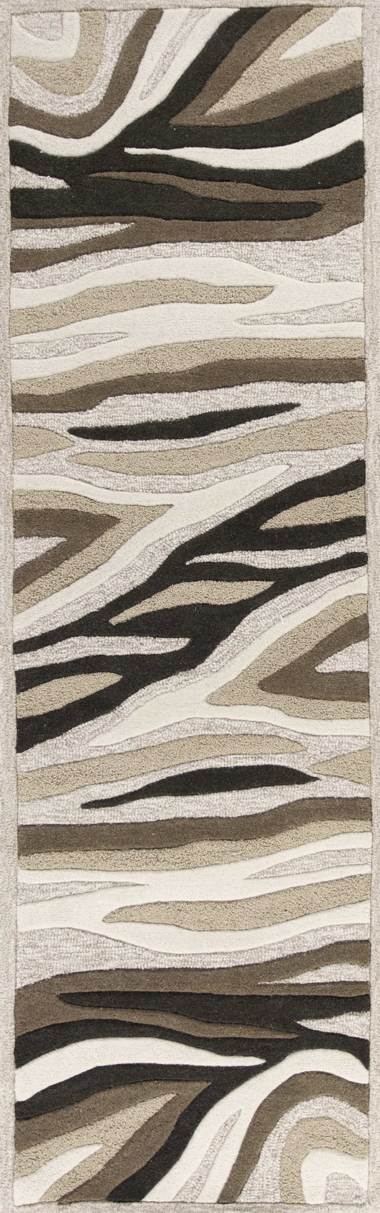 HomeRoots 2' x 7' Natural Abstract Waves Wool Runner Rug
