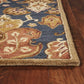 HomeRoots 2' x 7' Navy Floral Tapestry Wool Runner Rug