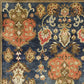 HomeRoots 2' x 7' Navy Floral Tapestry Wool Runner Rug