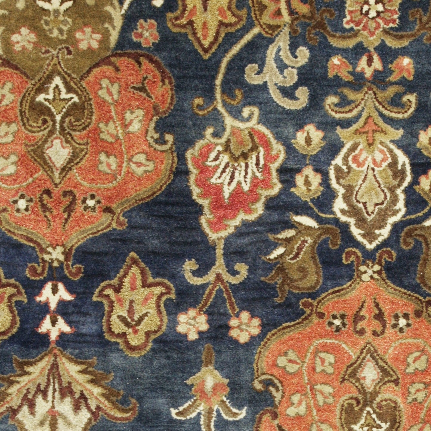 HomeRoots 2' x 7' Navy Floral Tapestry Wool Runner Rug