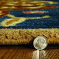 HomeRoots 2' x 7' Navy Floral Tapestry Wool Runner Rug