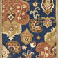 HomeRoots 2' x 7' Navy Floral Tapestry Wool Runner Rug