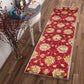 HomeRoots 2' x 7' Red Floral Vines Bordered Wool Runner Rug