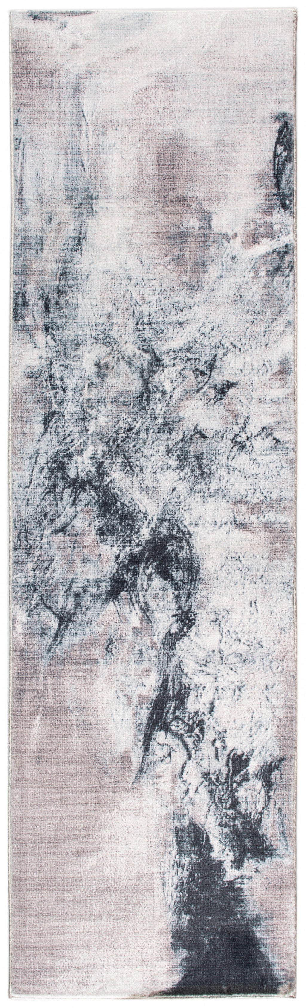 HomeRoots 2' x 7' Sand Abstract Splash Modern Runner Rug