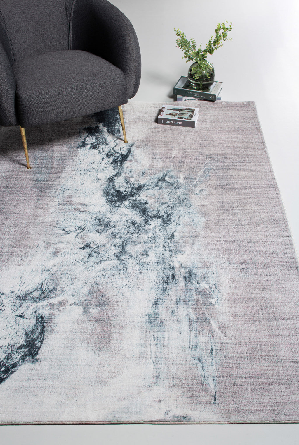 HomeRoots 2' x 7' Sand Abstract Splash Modern Runner Rug