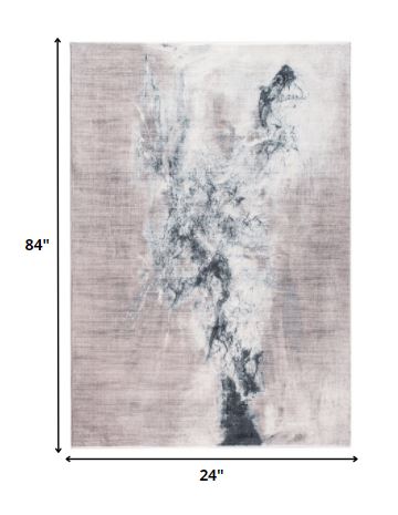 HomeRoots 2' x 7' Sand Abstract Splash Modern Runner Rug