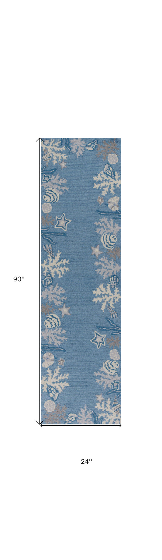 HomeRoots 2' x 7' Sea Blue Costal Runner Rug