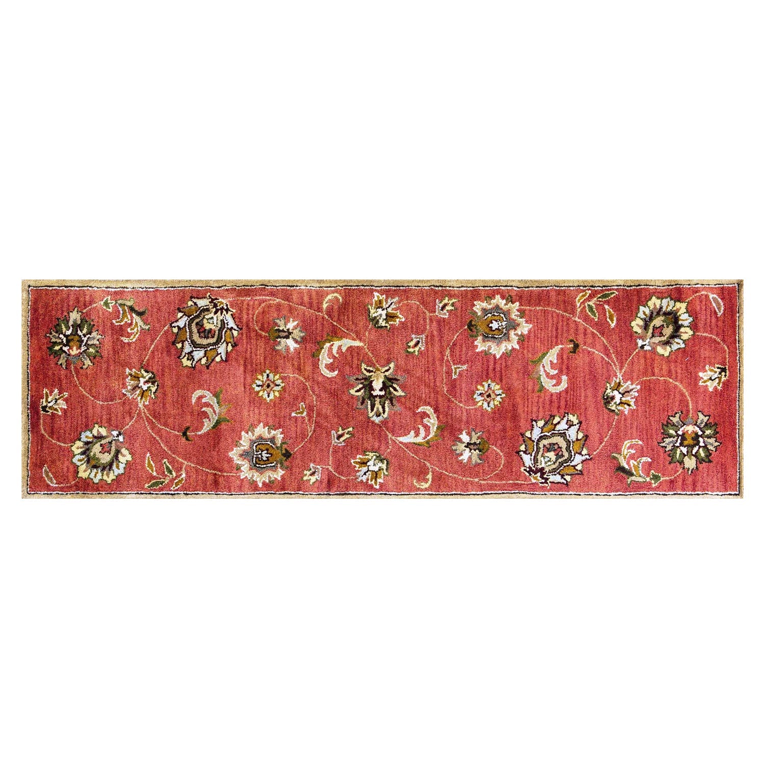HomeRoots 2' x 7' Sienna Floral Vines Wool Runner Rug