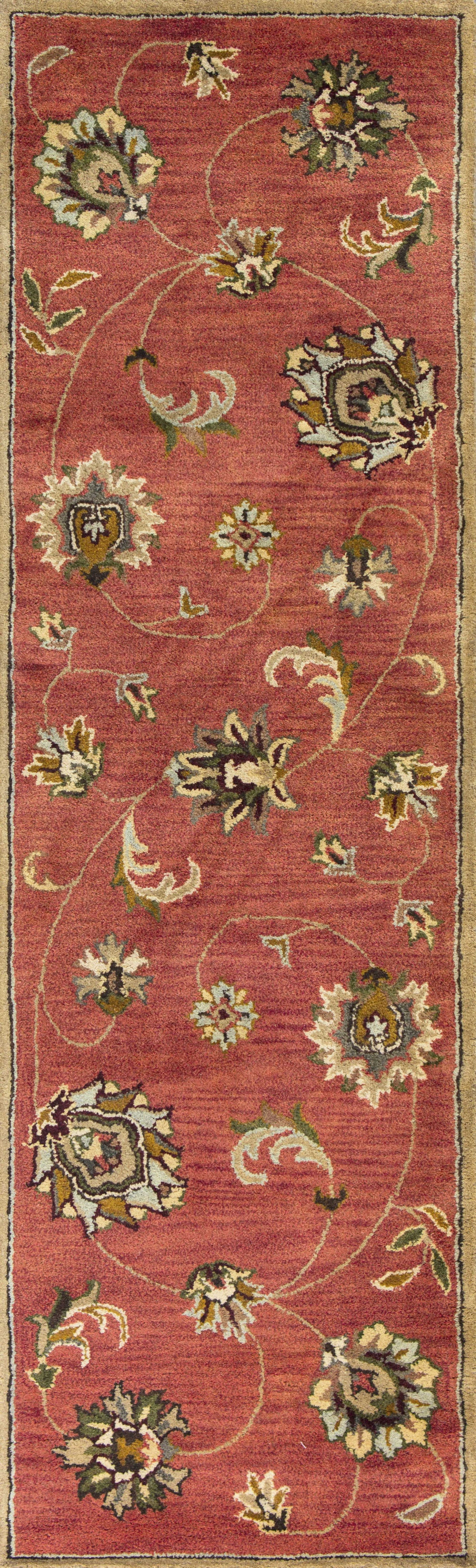 HomeRoots 2' x 7' Sienna Floral Vines Wool Runner Rug