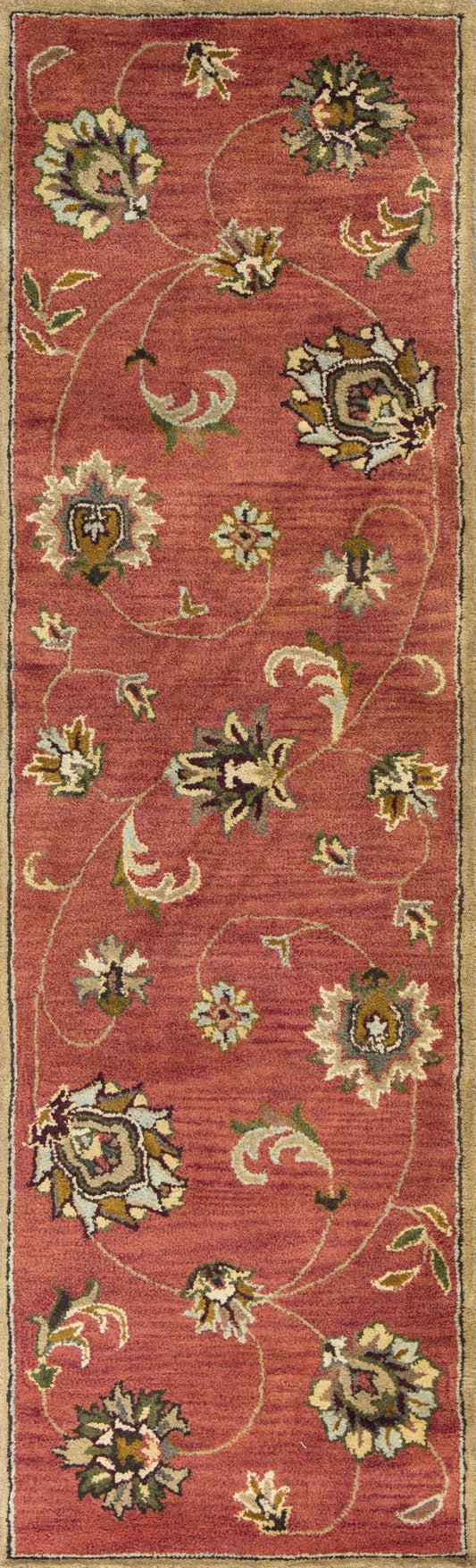 HomeRoots 2' x 7' Sienna Floral Vines Wool Runner Rug