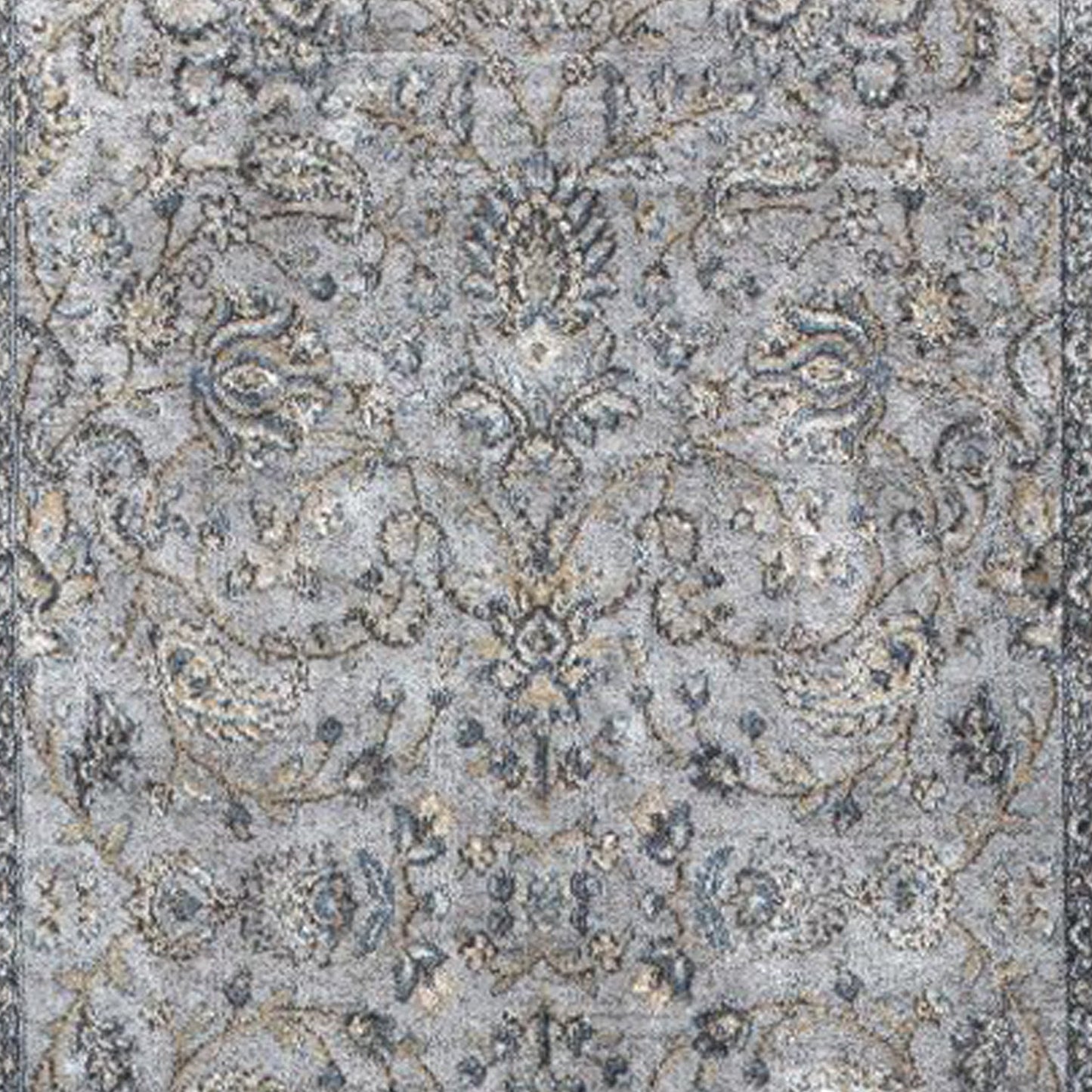 HomeRoots 2' x 7' Silver or Blue Ancient Viscose Runner Rug