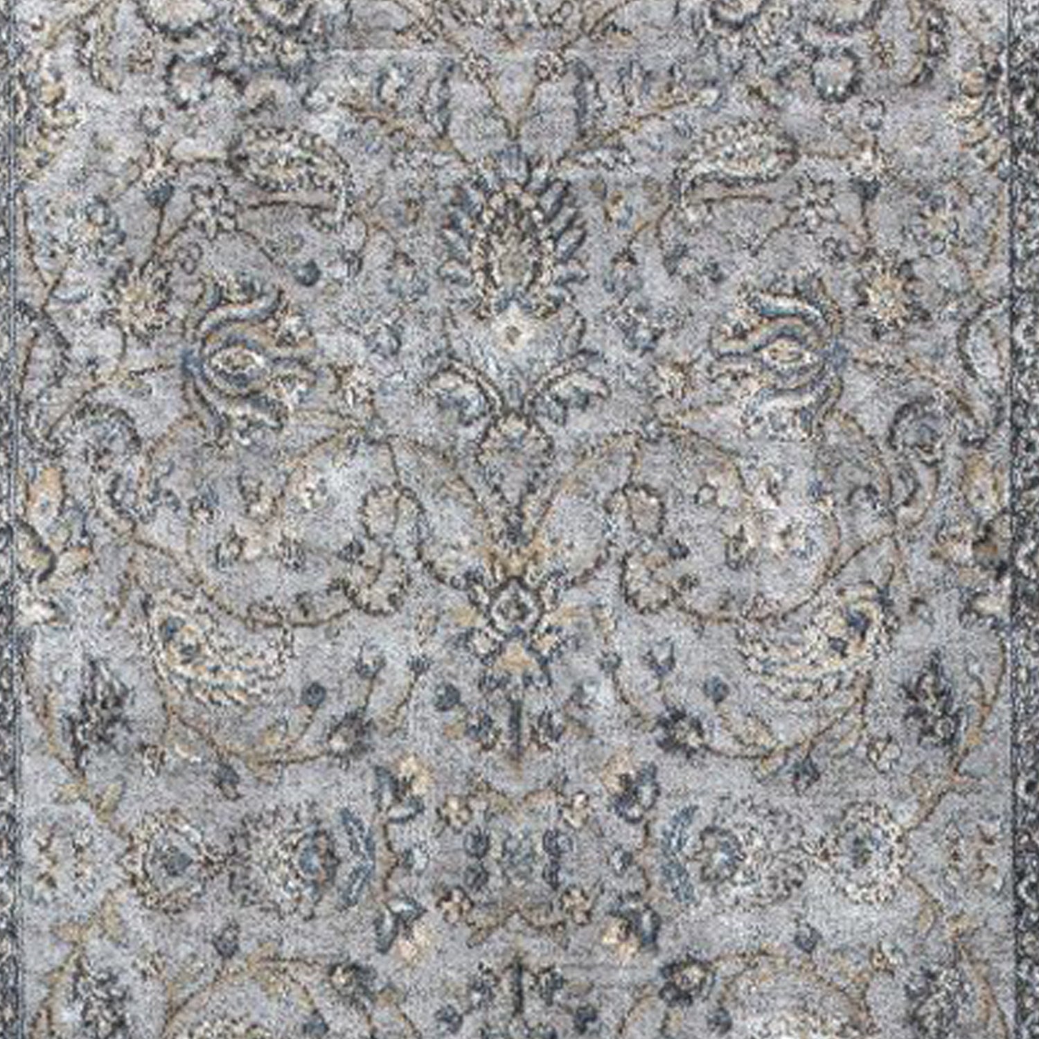 HomeRoots 2' x 7' Silver or Blue Ancient Viscose Runner Rug