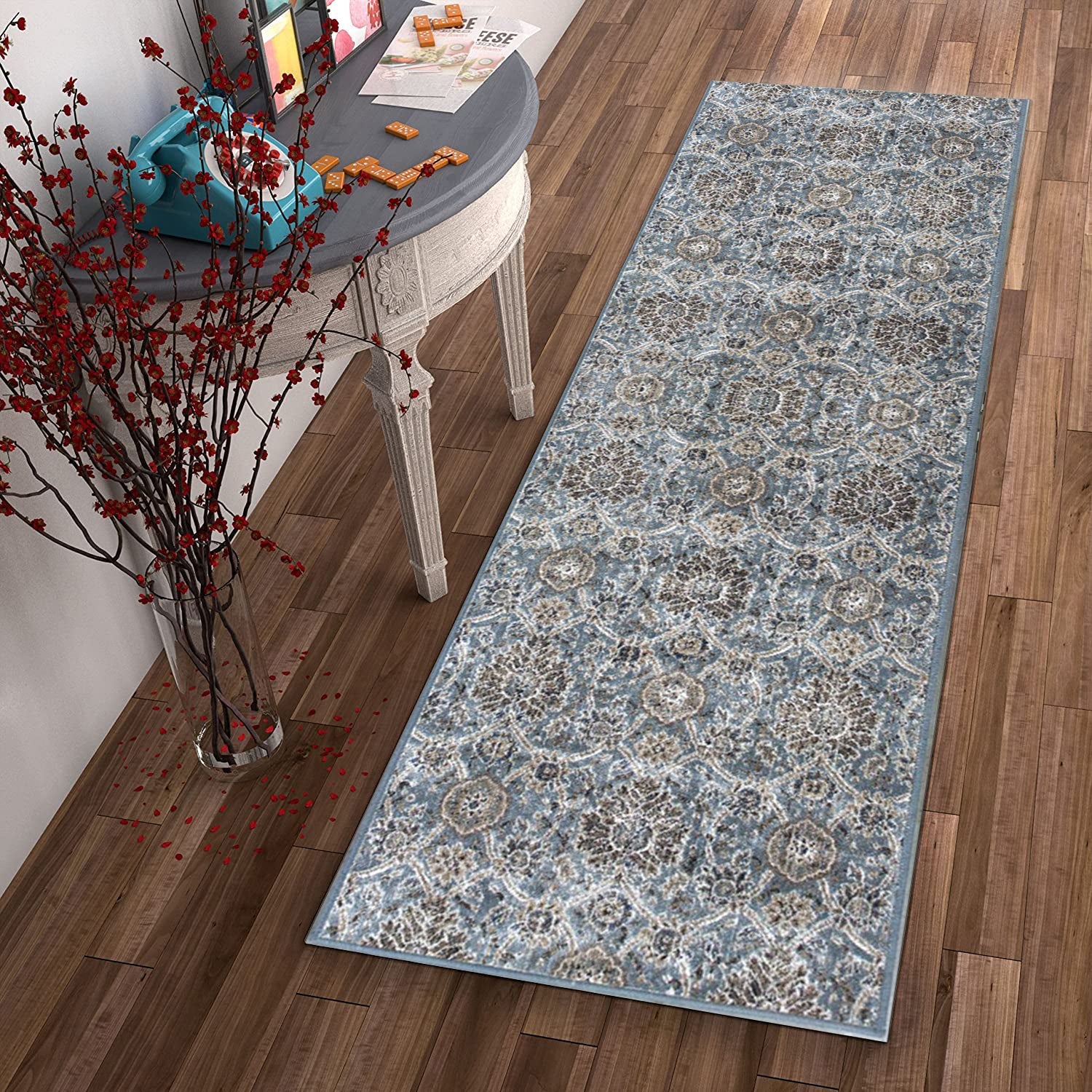 HomeRoots 2' x 7' Slate Ancient Viscose Runner Rug