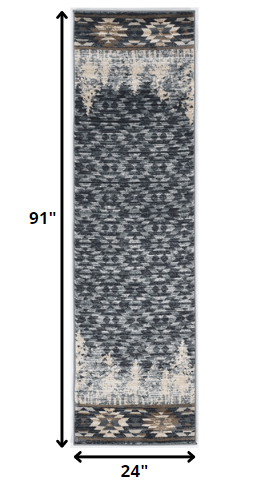 HomeRoots 2' x 7' Slate Blue Polypropylene Runner Rug