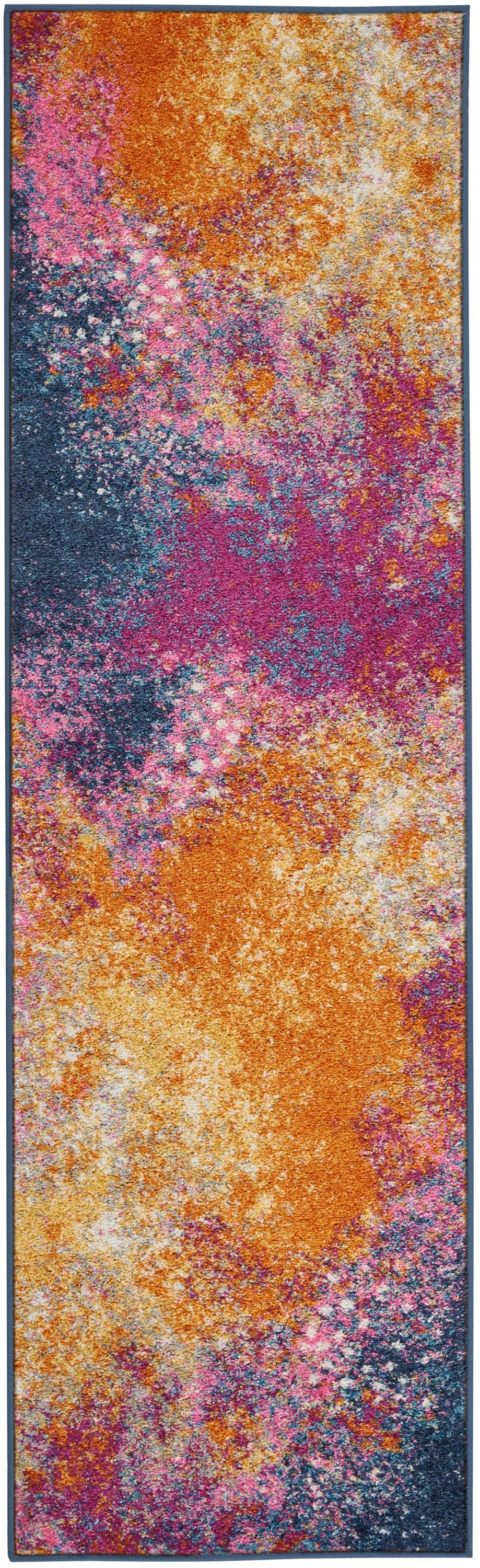 HomeRoots 2' x 8' Abstract Brights Sunburst Runner Rug