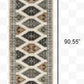 HomeRoots 2' x 8' Abstract Ivory and Gray Geometric Indoor Runner Rug